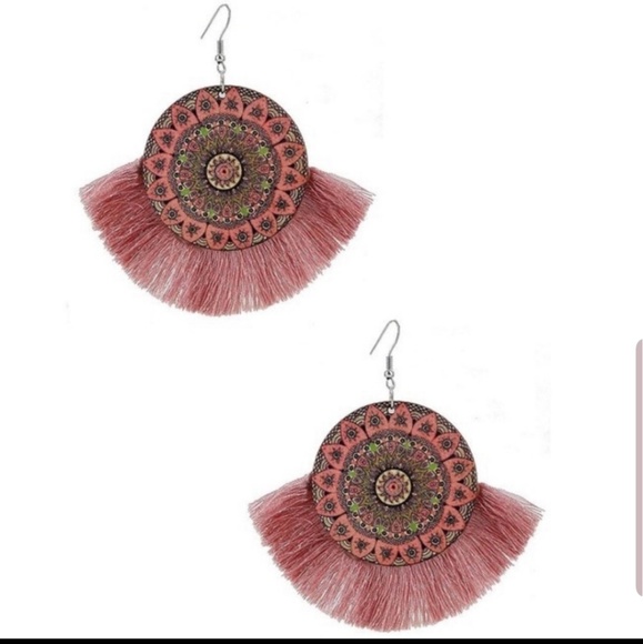 💥2xHP💥Wood Tassel Earrings - Picture 3 of 7